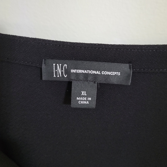 I.N.C. International Concepts Black lace-up blouse, Size XL - Picture 2 of 7